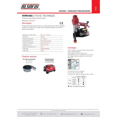 Visseuse pneumatique à vis rouleaux PowerLiteTurbo Driver Spécial plaquiste - HVR41G4 - Alsafix