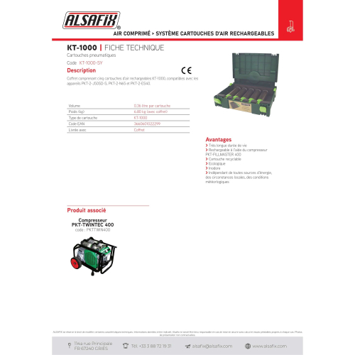 Coffret de 5 cartouches KT1000SY - KT1000SY - Alsafix