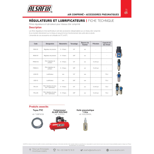 Lubrificateur HF raccord 3/8'' - L050-13 - Alsafix