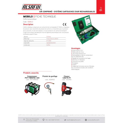 Coffret MOBILO pour outils pneumatiques jusqu'à 10 bars - MOBILO - Alsafix