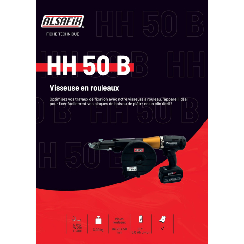 Visseuse à chargeur sans fil 4,2 Ah HH 50 pour vis en rouleaux SP - MSC50A - Alsafix
