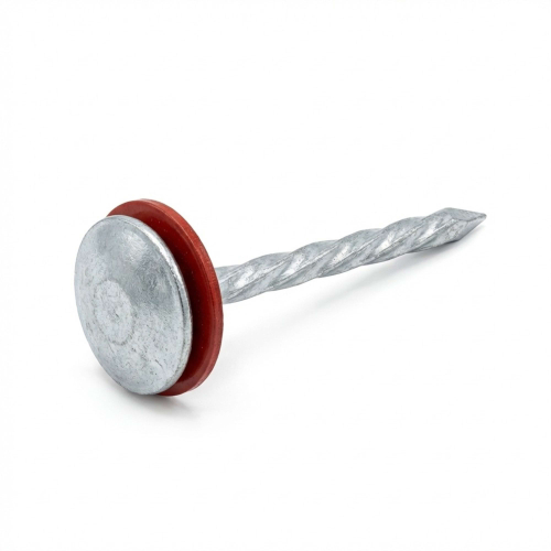 Pointe parapluie torsadée galvanisée en vrac tête rapportée et rondelle brune 20 mm 3,8 x 65 mm - 1 kg - PA380655 Alsafix