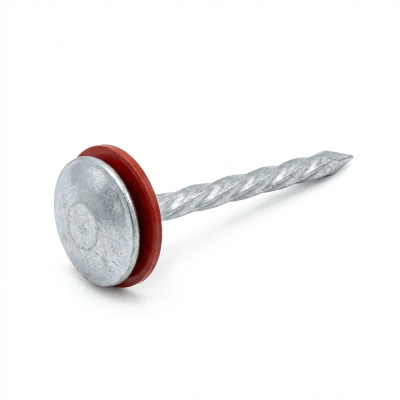 Pointe parapluie torsadée galvanisée en vrac tête rapportée et rondelle brune 20 mm 3,8 x 65 mm - 1 kg - PA380655 Alsafix