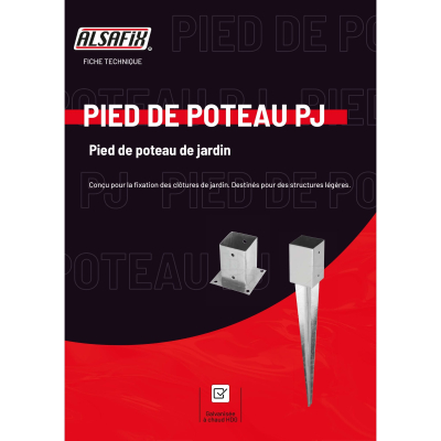 Pied de poteau de jardin 71 à boulonner (A x B x ép) 71 x 150 x 2,5 mm - AL-PJB71 - Alsafix 2