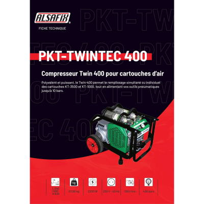 Compresseur pour remplissage de cartouches d'air - PKT-TWINTEC 400 - 230 V 2 200 W