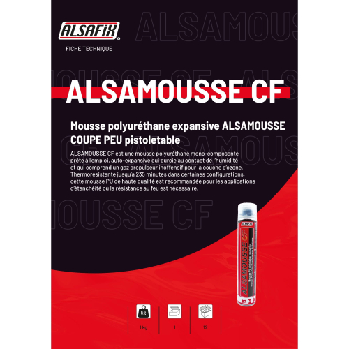 Mousse polyuréthane pistolable ALSAMOUSSE CF B1 coupe feu 750 ml - Alsafix