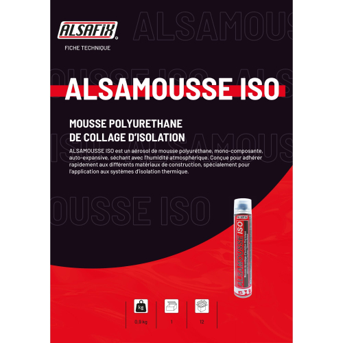 Mousse polyuréthane de collage d'isolation pistolable ALSAMOUSSE ISO 750 ml - PO08138 - Alsafix
