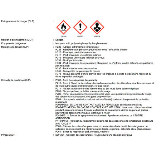 Mousse polyuréthane manuelle ALSAMOUSSE CF B1 coupe feu 750 ml - PO08141 - Alsafix
