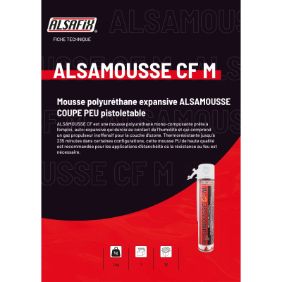 Mousse polyuréthane manuelle ALSAMOUSSE CF B1 coupe feu 750 ml - PO08141 - Alsafix