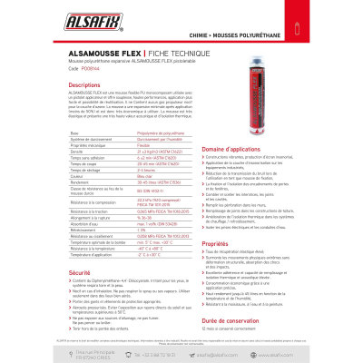 Mousse polyuréthane pistolable ALSAMOUSSE FLEX 750 ml - PO08144 - Alsafix