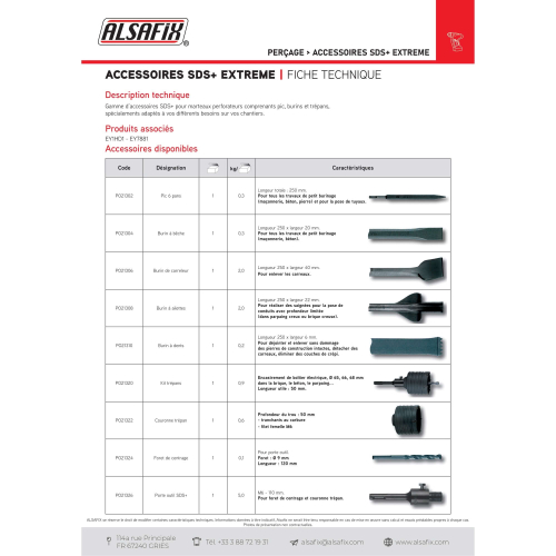 Porte outil SDS+ M16 x LT. 110 mm - PO21326 - Alsafix