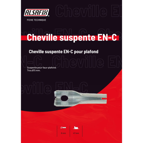 100 chevilles suspente métallique EN-C pour plafond Lt. 47 mm - PO26060 - Alsafix