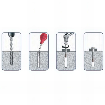 Blister de 5 vis d'ancrage béton auto-taraudeuse BT D. 16 x Lt. 100 mm - Zingué - PO27080BL - Alsafix 2