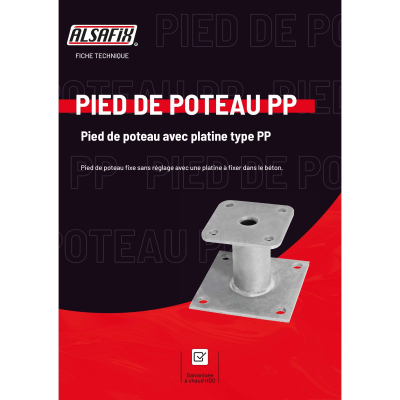 Pied de poteau avec platine type PP-150 (A x B x C x D x ép) 150 x 90 x 80 x 42 x 4,0 mm - AL-PP150 - Alsafix 2