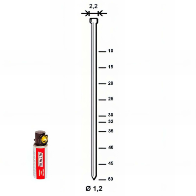 Pack J-10 de 2 000 pointes galvanisées en bande D. 1,2/2,2 x L. 10 mm + 2 cartouches de gaz jaune GAZ0020 - P6J-101 Alsafix 2