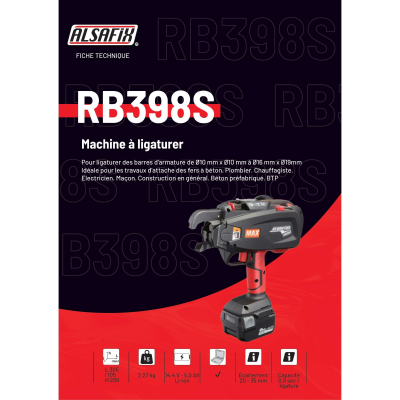 Ligatureuse RB 398S avec 2 batteries et un chargeur - 14,4 V 4,0 Ah