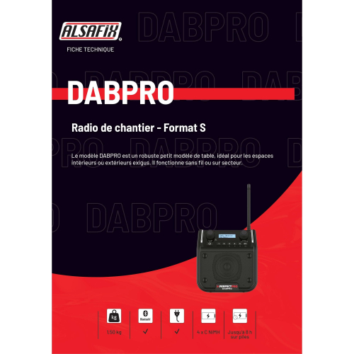 Radio de chantier DABPRO - 7 W - Bluetooth, MP3, Aux in, FM, DAB+ - Perfect Pro