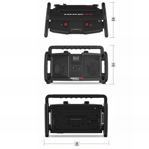 Radio de chantier ROCKBULL - 2 x 25 (50) W - Bluetooth, MP3, Aux in, FM, USB, DAB+ - Perfect Pro
