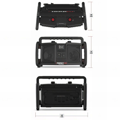 Radio de chantier ROCKBULL - 2 x 25 (50) W - Bluetooth, MP3, Aux in, FM, USB, DAB+ - Perfect Pro