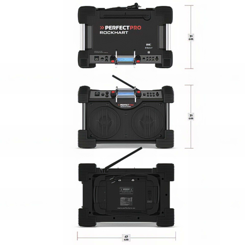 Radio de chantier ROCKHART - 2 x 30 (60) W - Bluetooth, MP3, Aux in, FM, DAB+ - Perfect Pro