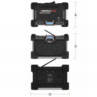 Radio de chantier ROCKHART - 2 x 30 (60) W - Bluetooth, MP3, Aux in, FM, DAB+ - Perfect Pro