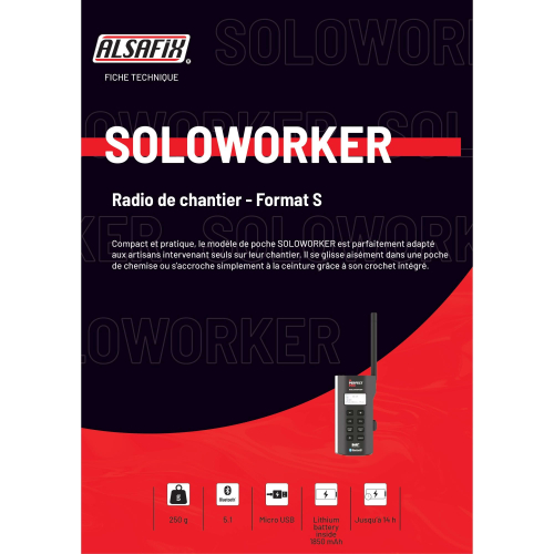 Radio de chantier SOLOWORKER - 2 W - Bluetooth, MP3, Aux in, FM, DAB+ - Perfect Pro