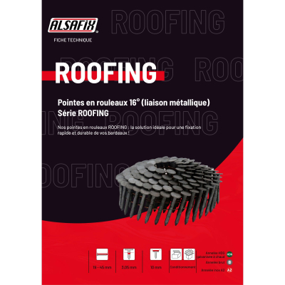 Coil de 7 200 pointes Roofing annelées INOX A2 16° D. 3,05/10 x L. 25 mm - R1630259 Alsafix