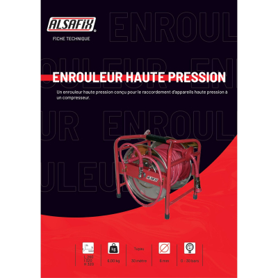 Enrouleur tuyau pneumatique haute pression D. 6 x 10 mm x L. 30 M - SD630A2 - Alsafix