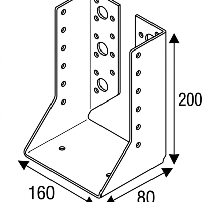 Sabot de charpente à ailes intérieures (P x l x H x ép) 80 x 160 x 200 x 2,5 mm - AL-SI160200 - Alsafix