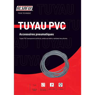 Tuyau pneumatique PVC transparent renforcé D. 8 x 14 mm - TUBPVC08 - Alsafix 2