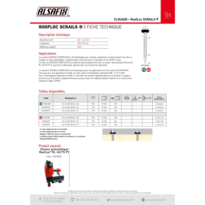 RoofLoc Scrail de 720 vis INOX RL SCRAIL 38/42 mm - Alsafix
