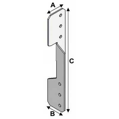 Ancre de panne universelle Gauche égale Droite (LxlxHxép) 35x35x220x2,0 mm - AL-AP03032220 - Alsafix 2