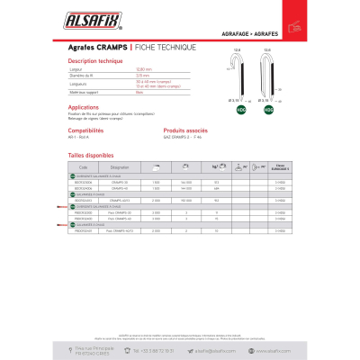 1500 crampillons galvanisés à chaud 12,8 x 30 x D. 3,15 mm HDG - BDCR3230D6 - Alsafix