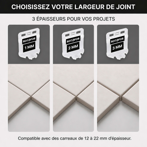 Lot de 100 croisillons XL auto-nivelants pour carreaux de 12 à 22 mm - pro carrelage