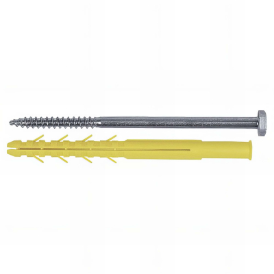 6 Chevilles longues CQLT D. 10 x 240 mm + Tirefond D. 7 x 240 mm - Tête hexa. 13 mm - Zingué