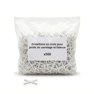 Lot de 500 croisillons en croix pour joints de carrelage et faïence