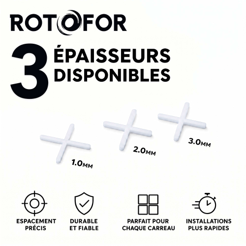 Lot de 500 croisillons en croix pour joints de carrelage et faïence