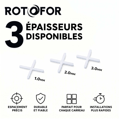 Lot de 500 croisillons en croix pour joints de carrelage et faïence
