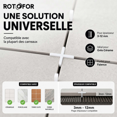 Lot de 500 croisillons en croix pour joints de carrelage et faïence