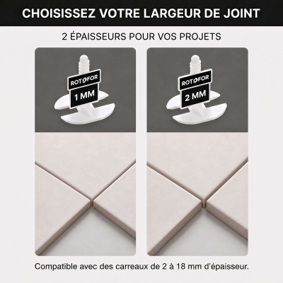 Lot de 100 croisillons auto-nivelant à visser pour carreaux de 2 à 18 mm pour carrelage