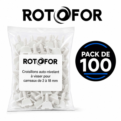 Lot de 100 croisillons auto-nivelant à visser pour carreaux de 2 à 18 mm pour carrelage