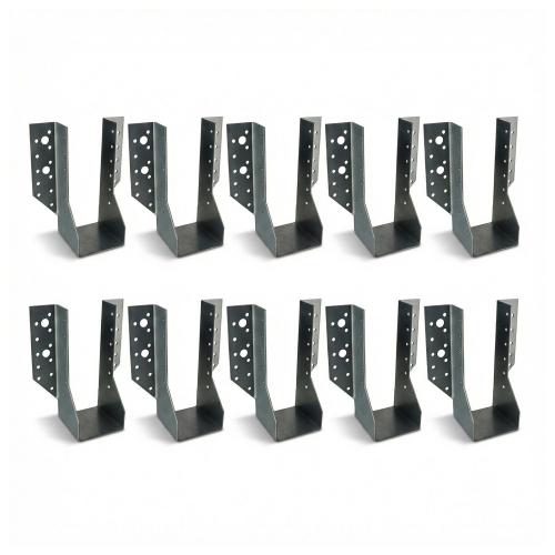 10 Sabots de charpente à ailes extérieures Connecteurs de poutres - Acier galvanisé - Larg 70 x Ht 157 mm - Fabriqué en Europe