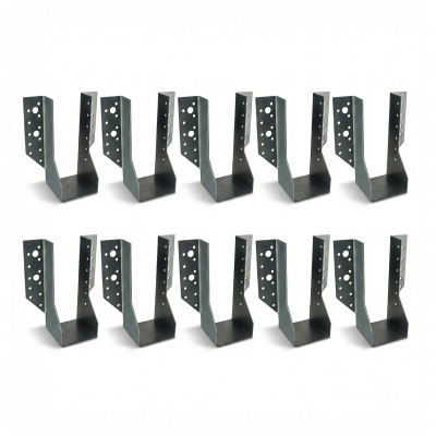 10 Sabots de charpente à ailes extérieures Connecteurs de poutres - Acier galvanisé - Larg 70 x Ht 157 mm - Fabriqué en Europe
