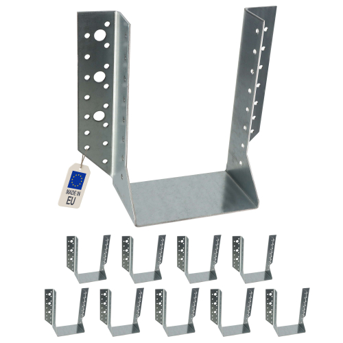 10 Sabots de charpente à ailes extérieures Connecteurs de poutres - Acier galvanisé - Larg 120 x Ht 192 mm - Fabriqué en Europe
