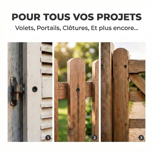 Vis bois penture Torx 6 x 60 mm Zinguée noire - Boite de 100 pcs