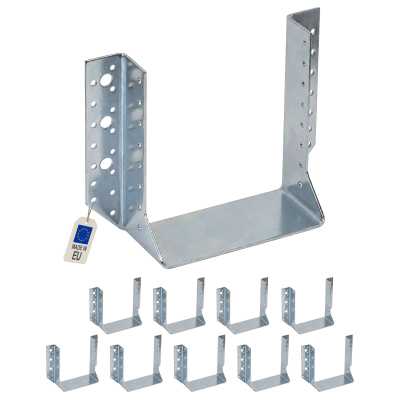10 Sabots de charpente à ailes extérieures Connecteurs de poutres - Acier galvanisé - Larg 160 x Ht 172 mm - Fabriqué en Europe