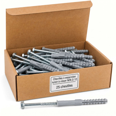 25 Chevilles À Expansion Nylon À Visser NFA D. 12 mm Tête Hexagonale - Alsafix