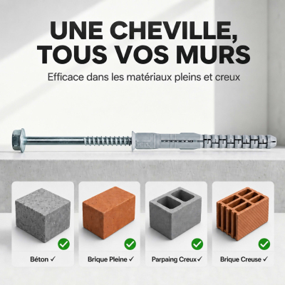 25 Chevilles À Expansion Nylon À Visser NFA D. 12 mm Tête Hexagonale - Alsafix