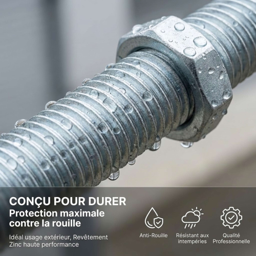 10 tiges filetées zinguées avec écrou et rondelle STD M20 x Lt. 260 mm - PO32190 - Alsafix