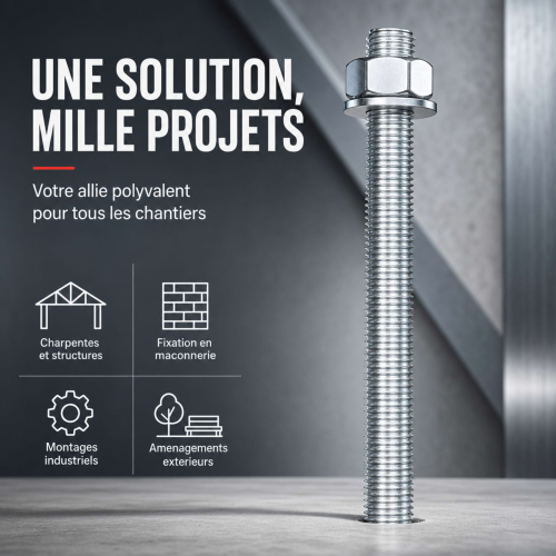 10 tiges filetées zinguées avec écrou et rondelle STD M20 x Lt. 260 mm - PO32190 - Alsafix